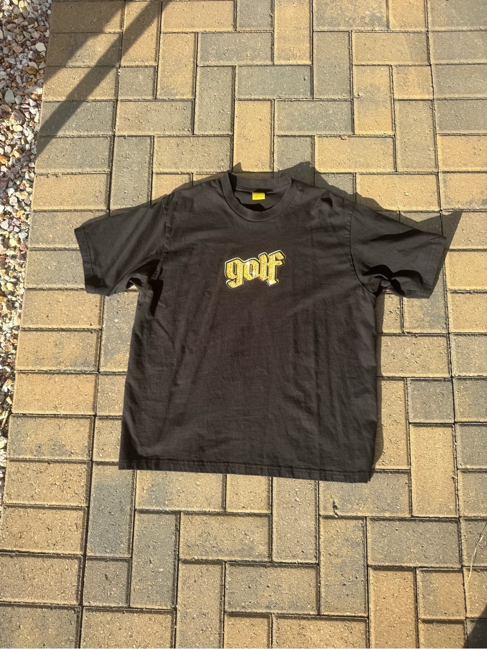 Golf Wang Black Tee with Yellow 'golf' Logo